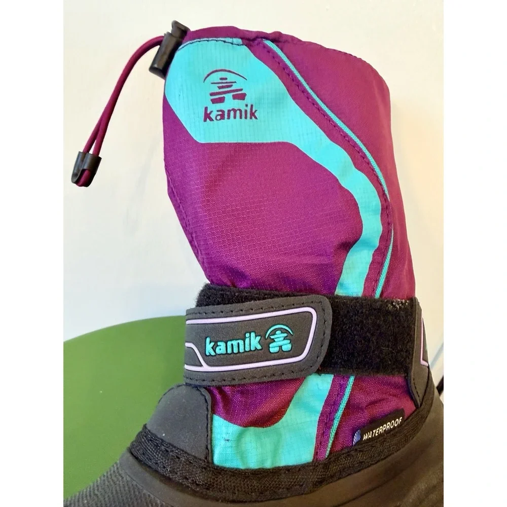 Kamik Snowciast Waterp Snow Boots Girls Size 2 US Pink Purple Black - Excellent